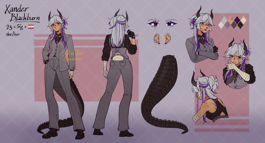 Flat Front & Back Fullbodies, 3 Flat Bustshots, 3 Callouts, Simple BG